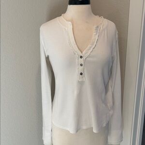 Mystree Ivory Long Sleeve Henley Top